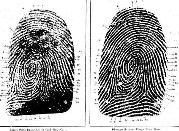 Two archival fingerprint impressions shown side by side.