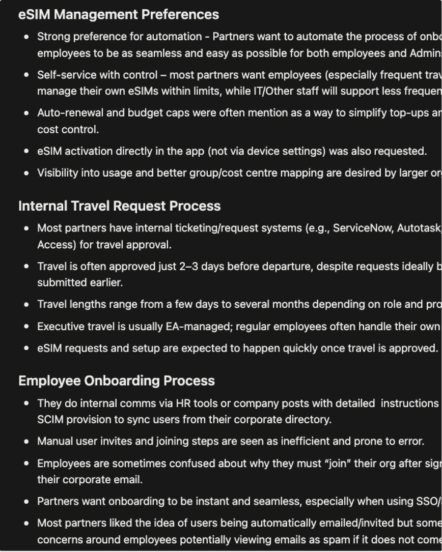 Airalo eSIM management research findings.