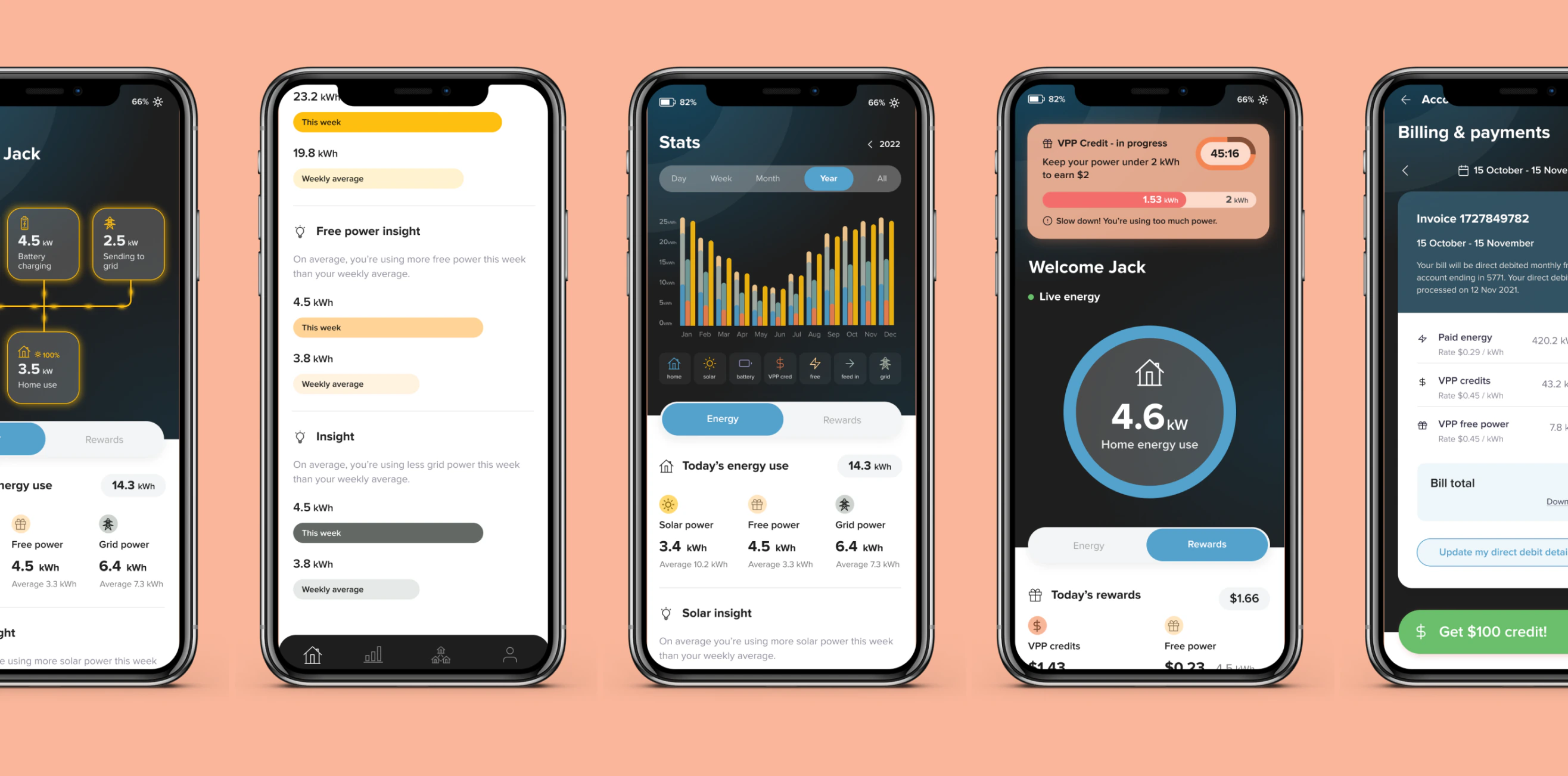 Five final ShineHub mobile application screens.