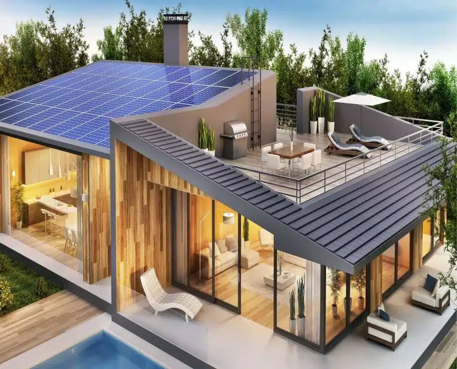 A solar-powered home.
